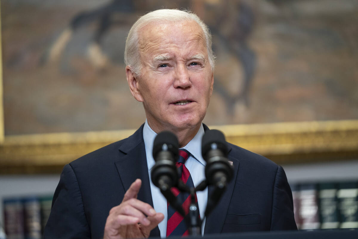 President Joe Biden delivers remarks on student loan debt forgiveness, in the Roosevelt Room of ...