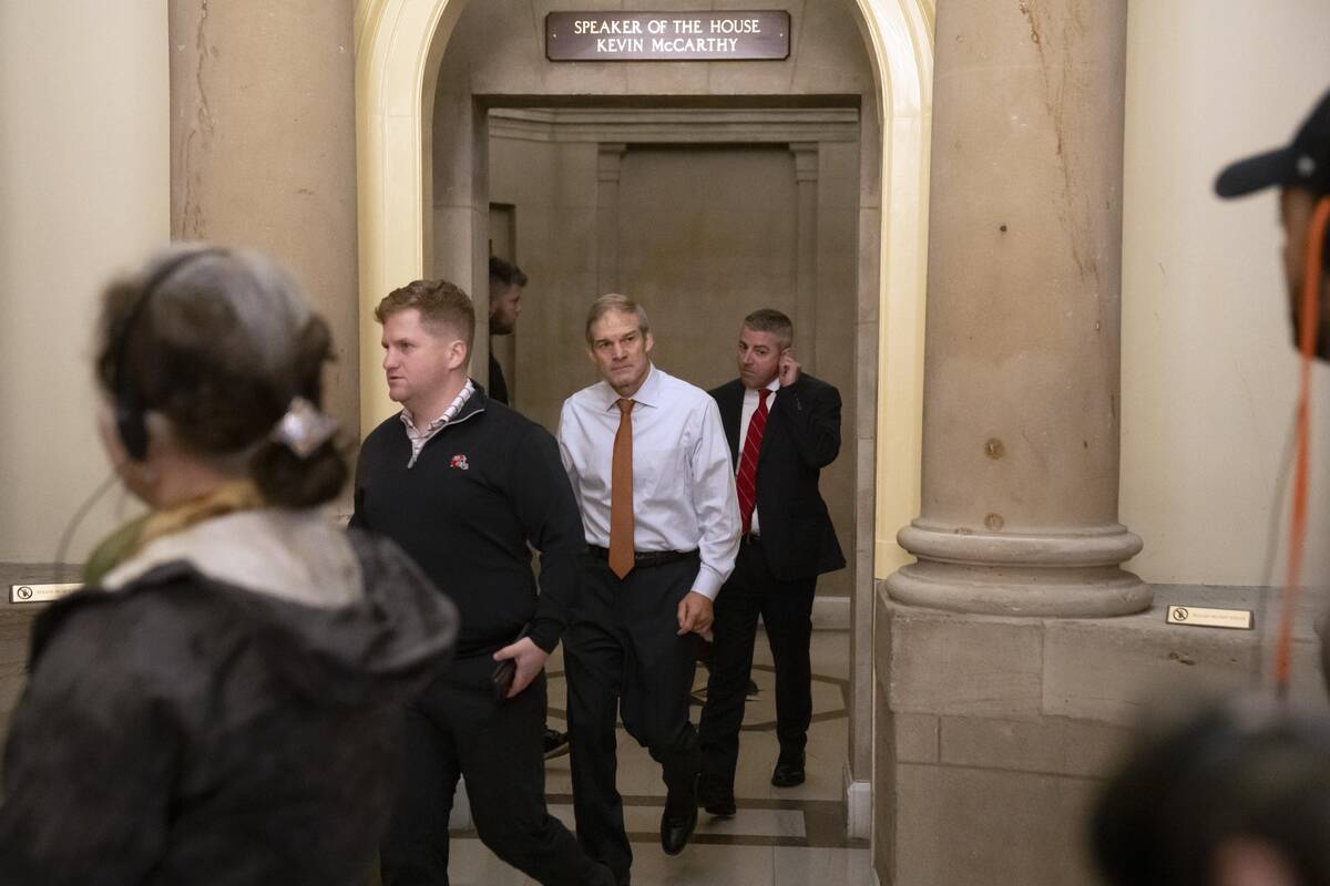 Rep. Jim Jordan, R-Ohio, leaves the offices of the Speaker of the House on Capitol Hill, Wednes ...