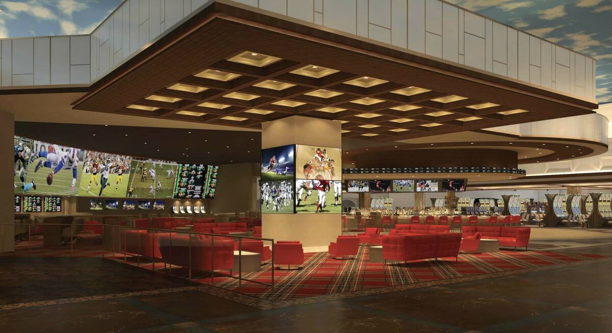 A rendering of the new STN Sportsbook at Sunset Station, expected to open in spring 2024. The r ...