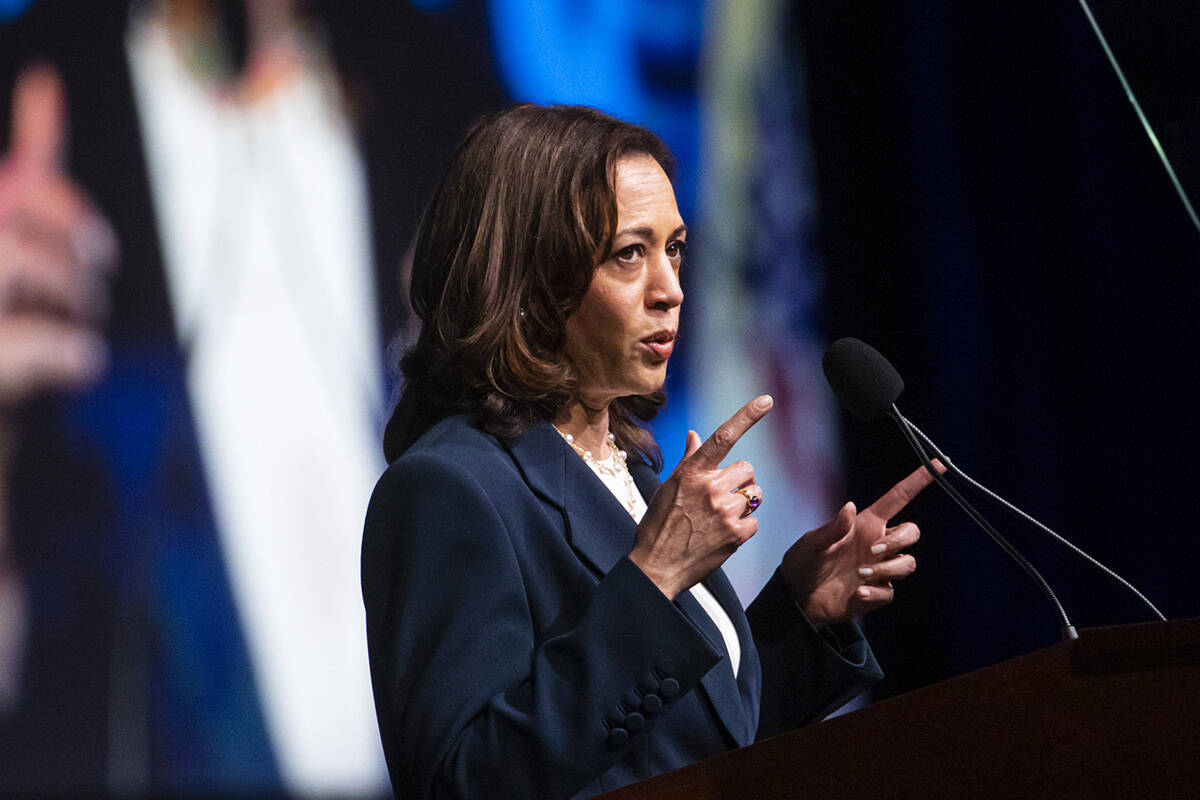 Vice President Kamala Harris speaks at a United Steelworkers convention at the MGM Grand Conven ...