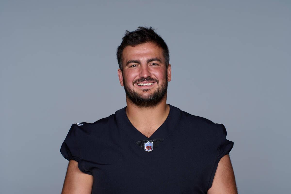 This is a photo of Hroniss Grasu of the Las Vegas Raiders NFL football team. This image reflect ...