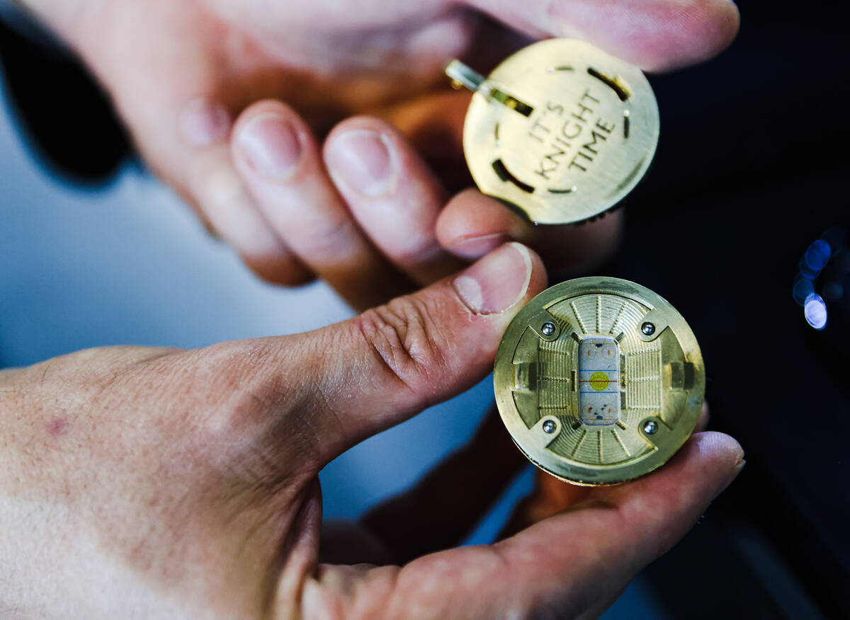 Jason Arasheben, from Jason of Beverly Hills, shows the inside of a Golden Knights championship ...