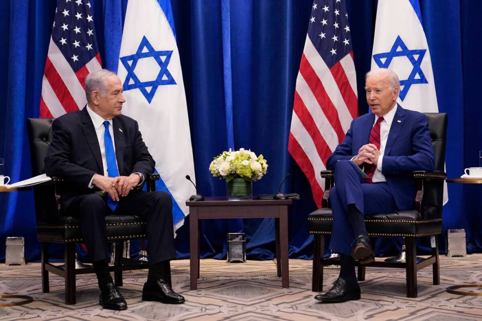 FILE - President Joe Biden meets with Israeli Prime Minister Benjamin Netanyahu in New York, Se ...