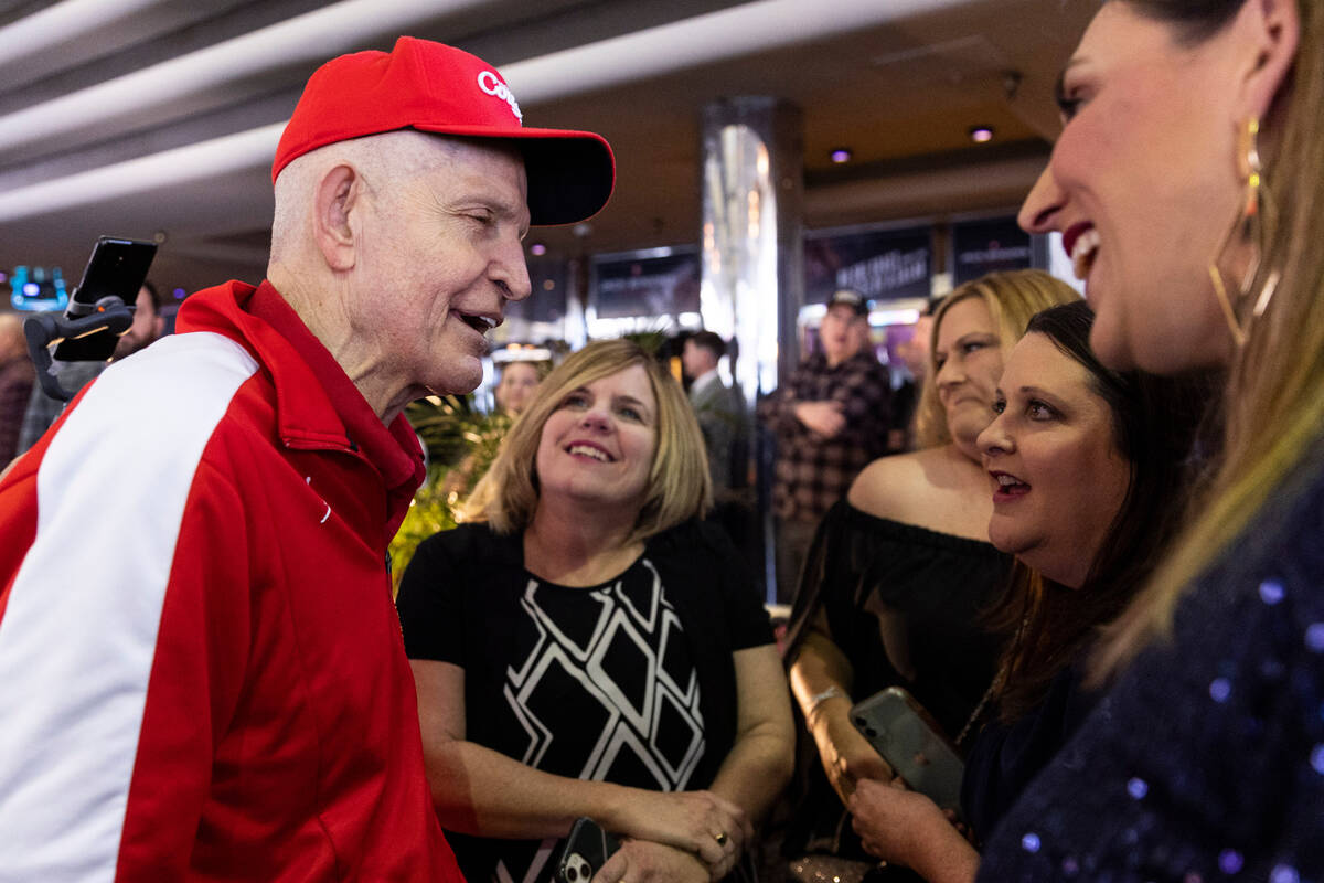 Jim “Mattress Mack” McIngvale talks to fans during the grand opening celebration at Horsesh ...