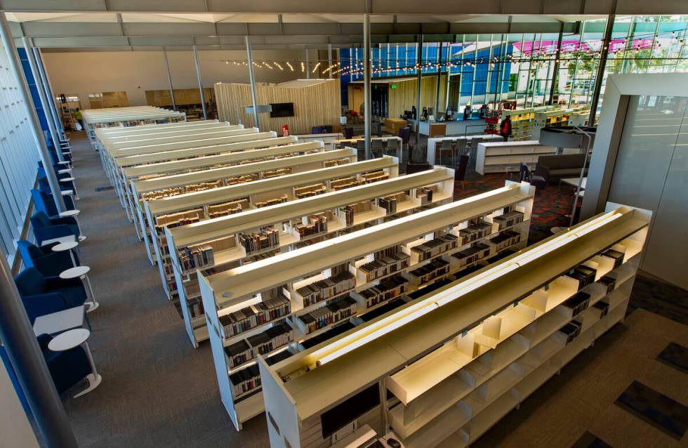 FILE - Shelves of materials are already stocked within the new East Las Vegas Library, Las Vega ...