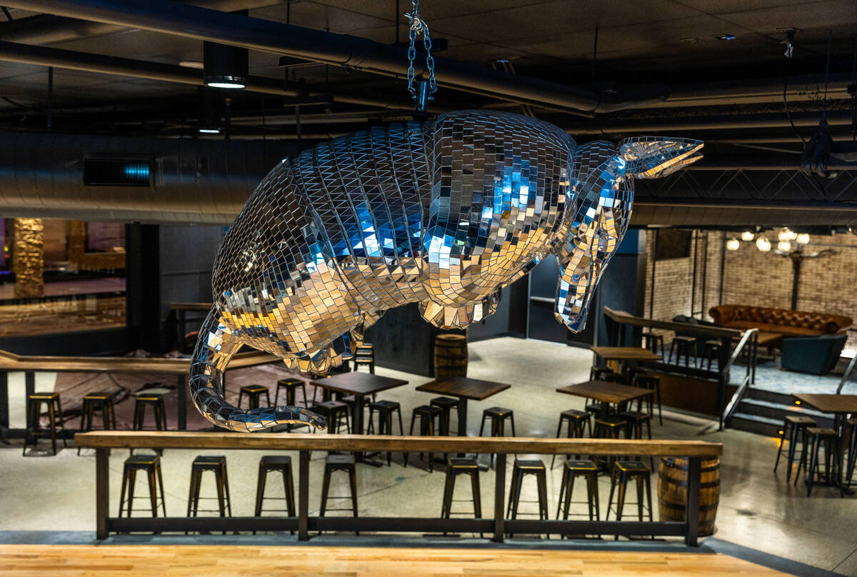 A mirrored armadillo art piece as part of the new Stoney's North Forty country club coming to S ...