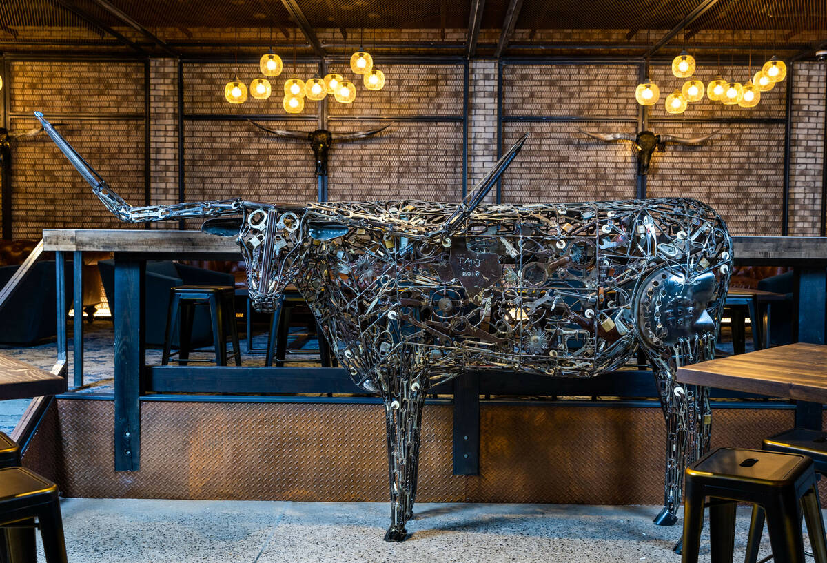 A Longhorn steer art piece as part of the new Stoney's North Forty country club coming to Santa ...