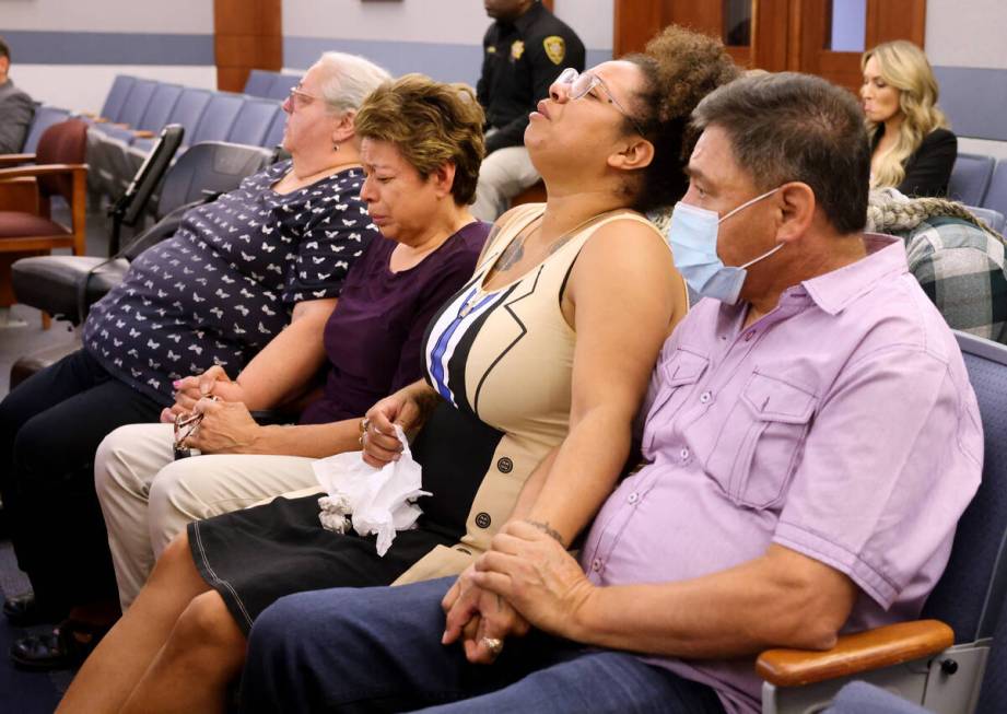 Family members, including from left, Tonette Mendoza, mother of Melissa Mendoza, Catarina Chica ...