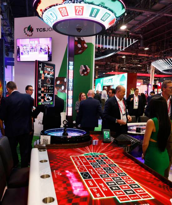 Blaze Roulette by TCSJohnHuxley is displayed at G2E Las Vegas, on Tuesday, Oct. 10, 2023, at Sa ...