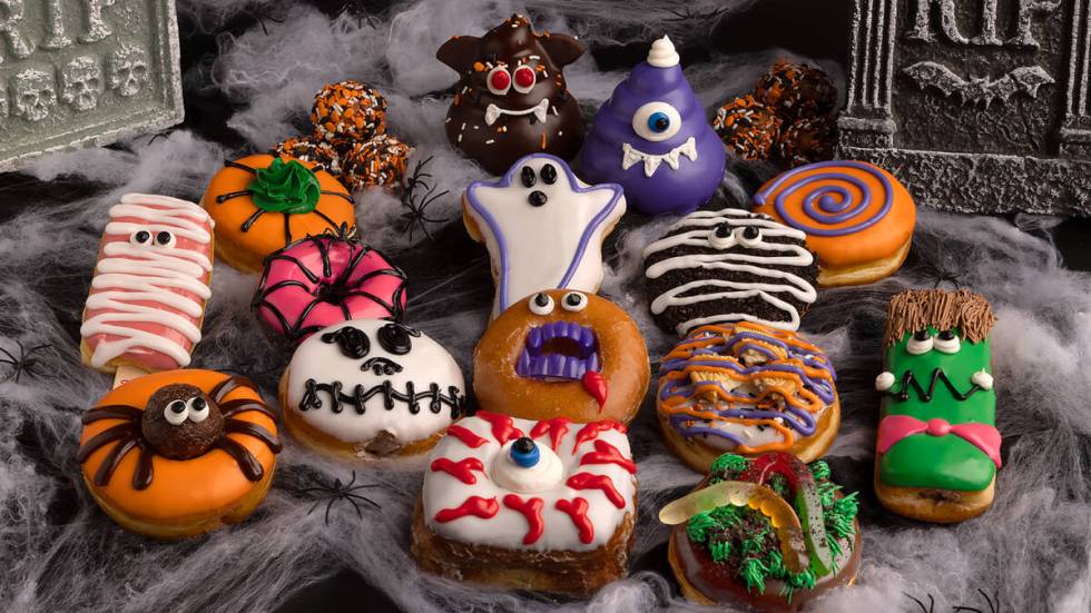 Themed doughnuts for Halloween 2023 from Pinkpox Doughnuts in Las Vegas. (Pinkbox Doughnuts)