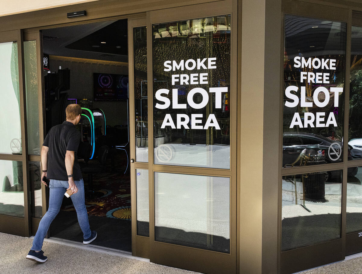 Smoke free slot area is seen at the Plaza hotel and casino, on Thursday, June 8, 2023, in downt ...