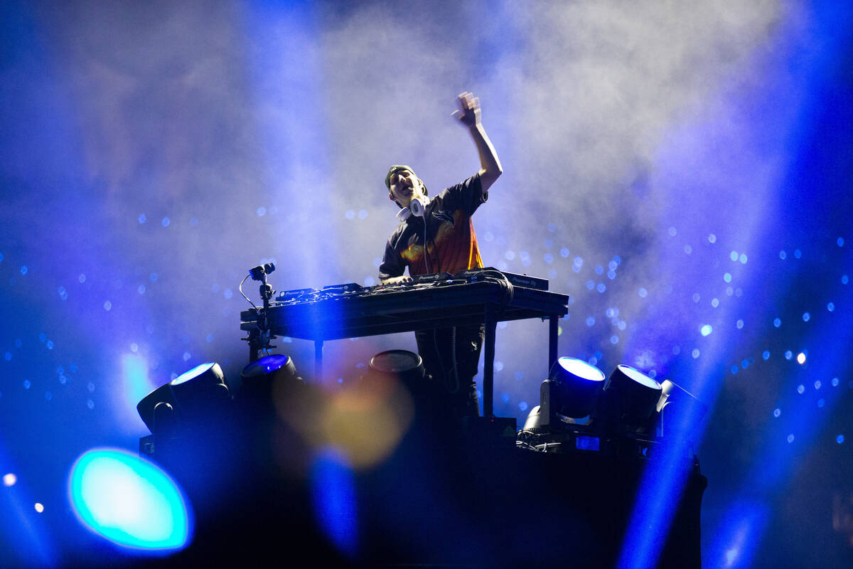 Illenium performs at Allegiant Stadium in Las Vegas, Saturday, July 3, 2021. (Erik Verduzco/Las ...