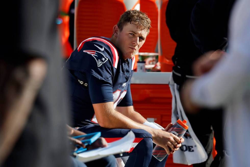 New England Patriots quarterback Mac Jones during the second half of an NFL football game again ...