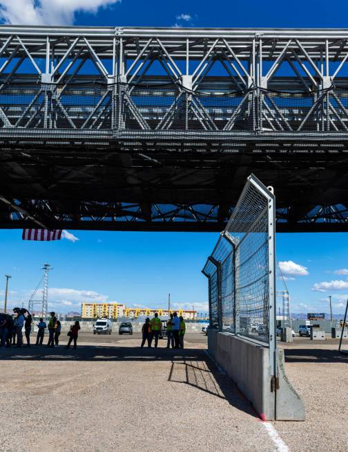 Barricaded fencing will be in place beneath the spoons and along the track as the Las Vegas Gra ...