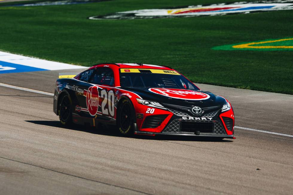 Christopher Bell drives his race car throughout the track during the South Point 400 at the Las ...