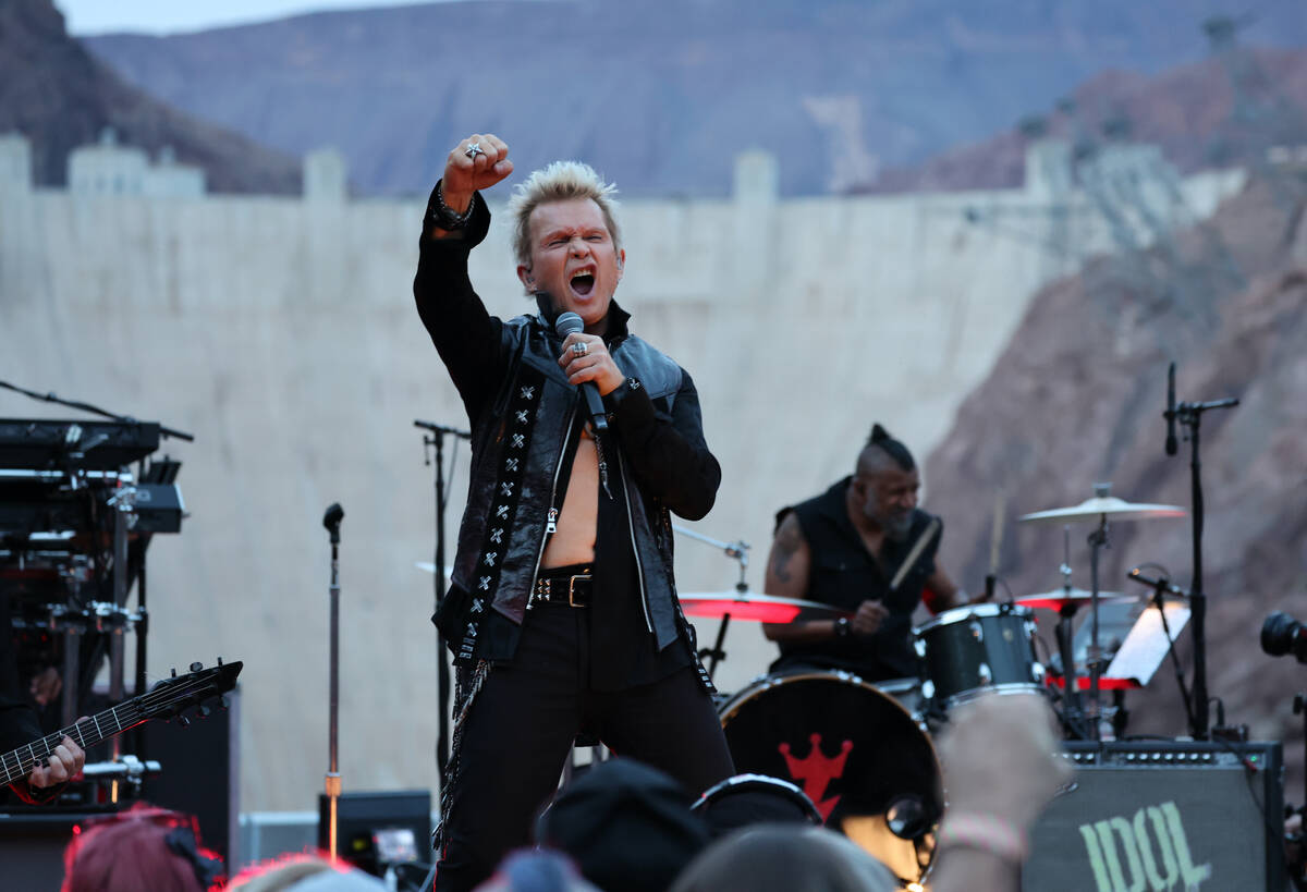 Billy Idol is shown in his performance at Hoover Dam on April 8, 2023. (Jane Stuart)