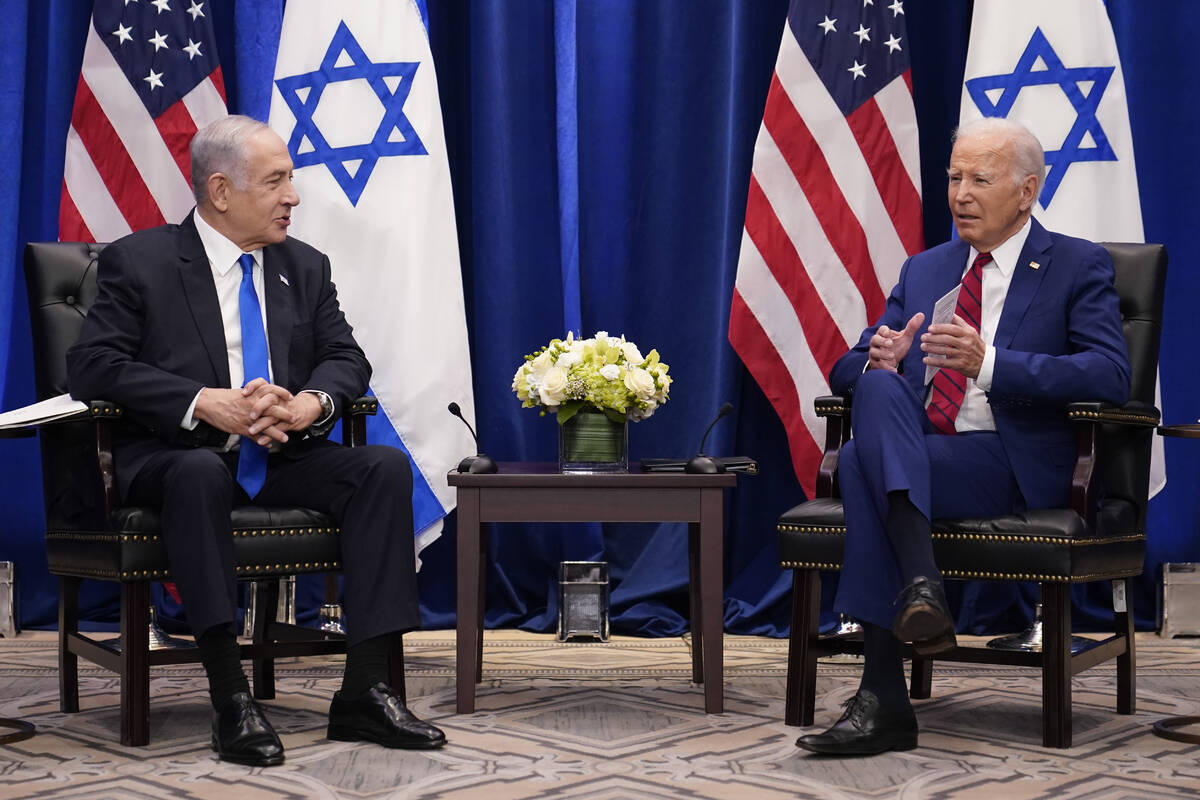 FILE - President Joe Biden meets with Israeli Prime Minister Benjamin Netanyahu in New York, We ...