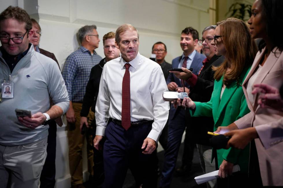 Rep. Jim Jordan, R-Ohio, chairman of the House Judiciary Committee, speaks with reporters follo ...