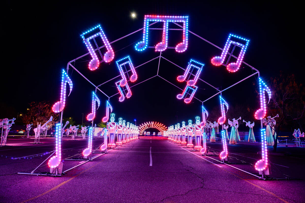 This undated photo provided by World of Illumination shows musical note lights from the Rockin' ...