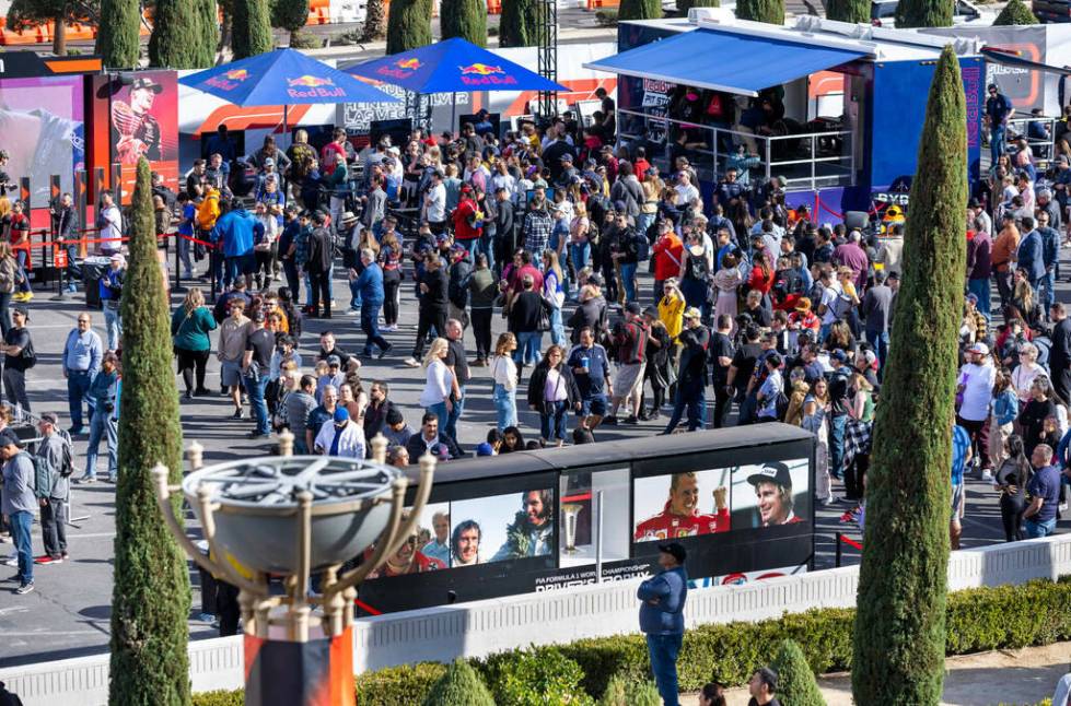 The Formula One Las Vegas Grand Prix Fan Fest attracts a crowd at Caesars Palace on Saturday, N ...