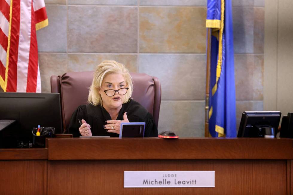 Clark County District Judge Michelle Leavitt presides during a court hearing for former Clark C ...