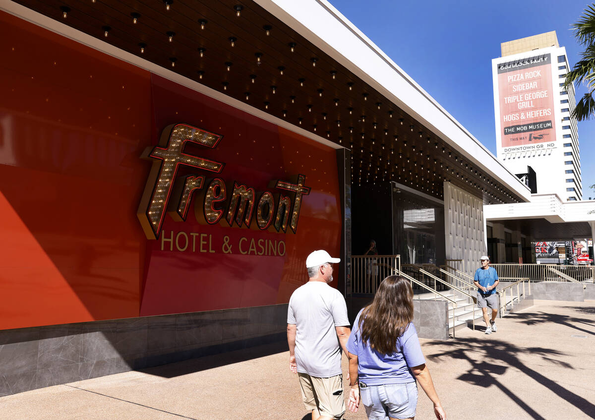 The newly renovated Fremont Casino entrance, as part of a $50 million renovation project, is se ...