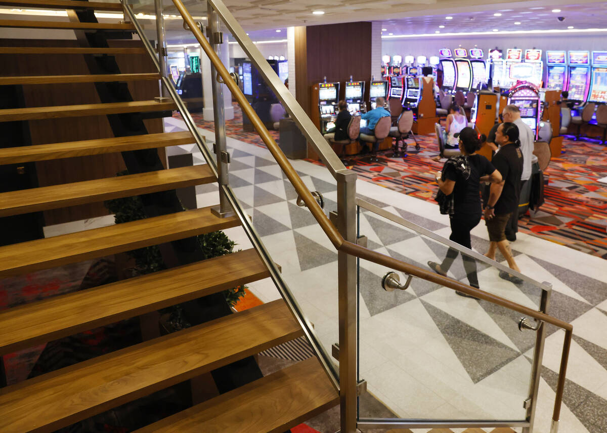 New staircase is seen at Fremont hotel-casino in downtown Las Vegas, on Wednesday, Oct. 18, 202 ...