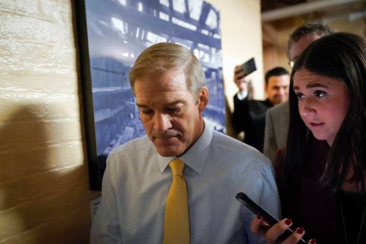 Rep. Jim Jordan, R-Ohio, chairman of the House Judiciary Committee, arrives for the Republican ...