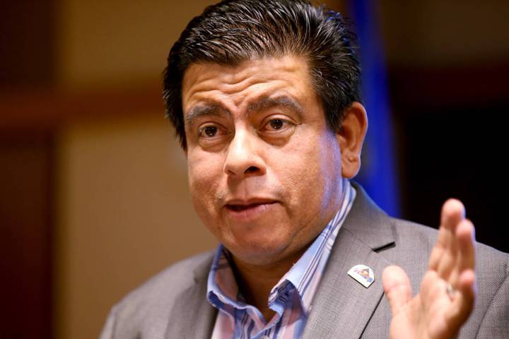 North Las Vegas City Councilman Isaac Barron speaks during a news conference at the Clark Count ...