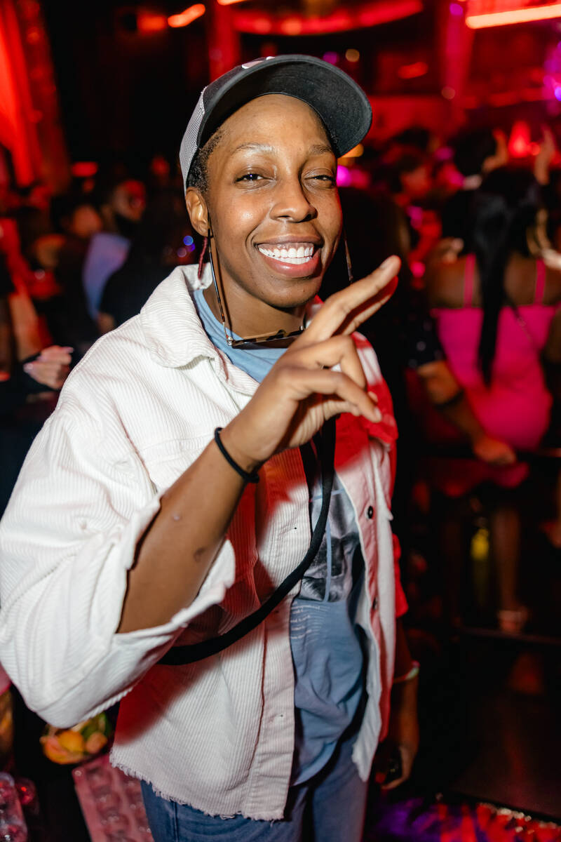 Chelsey Gray Las Vegas Aces is shown celebrating their second straight WNBA title at Drai's Nig ...