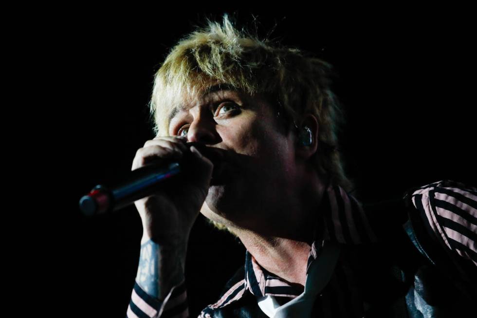 Green Day’s lead singer, Billie Joe Armstrong, looks out at the crowd during a performan ...