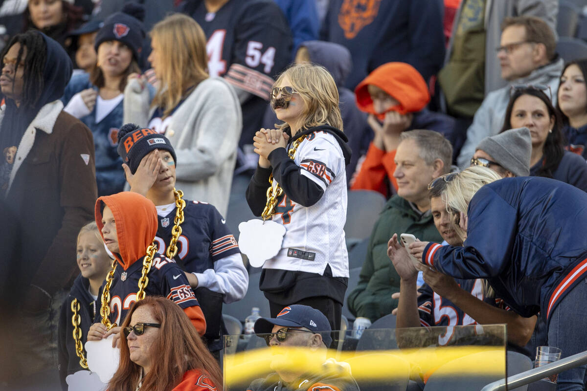 A young Chicago Bears fan watches as the team outscores the Raiders during the second half an N ...