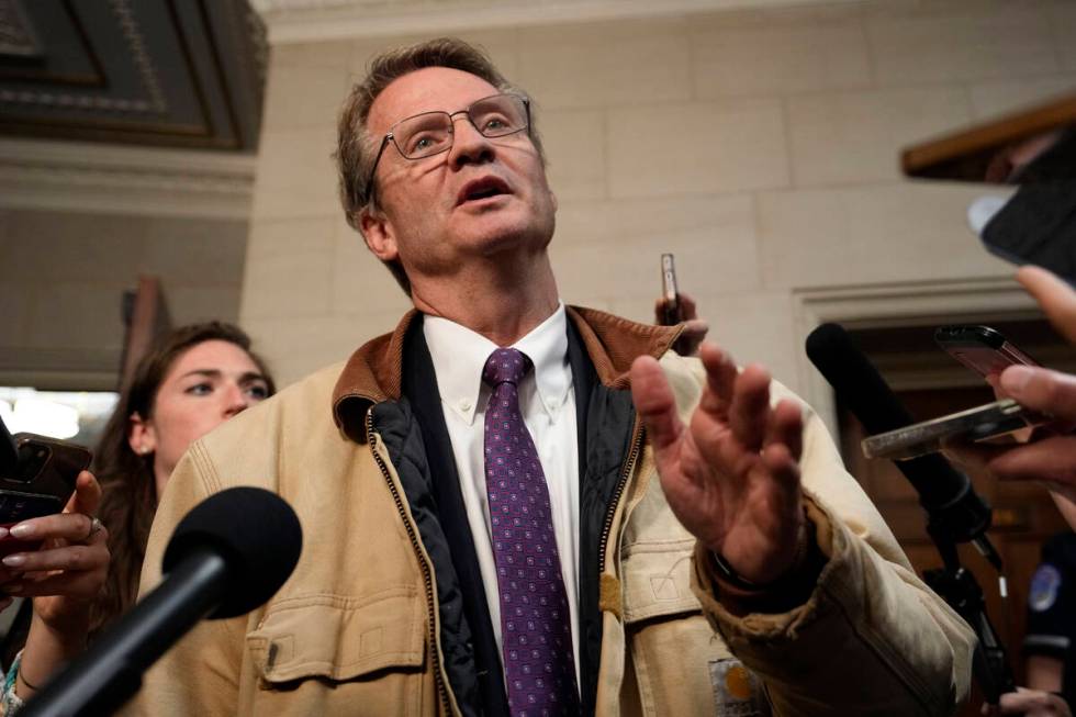 Rep. Tim Burchett, R-Tenn., speaks to reporters as Republicans meet to decide who to nominate t ...