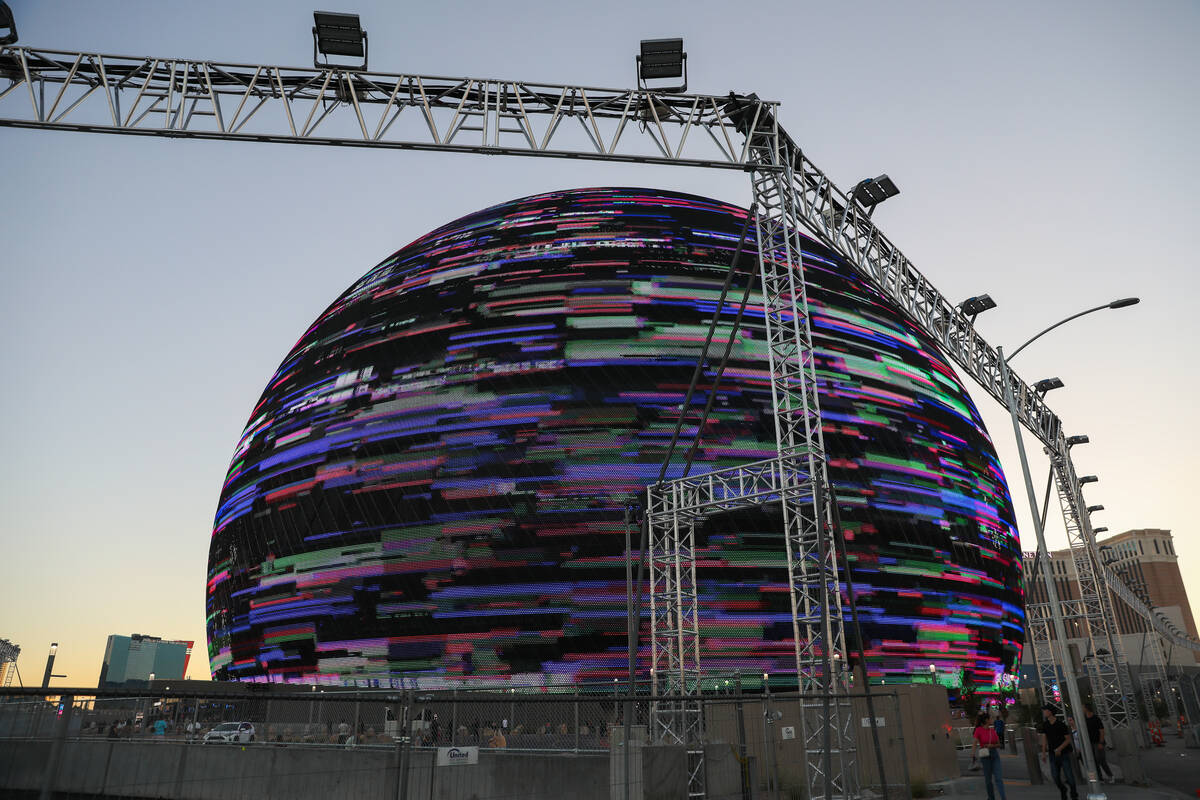 The Sphere is surrounded by construction for the Formula 1 Las Vegas Grand Prix, as seen on Fri ...