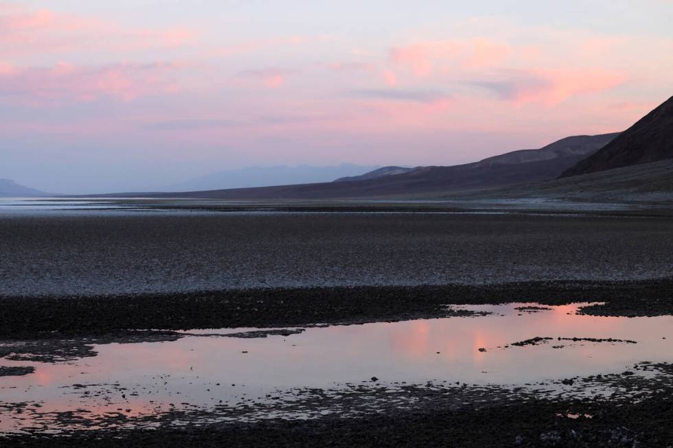 A rare lake is shown in Badwater Basin in the recently reopened Death Valley National Park in C ...