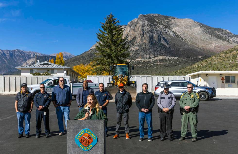 Deborah MacNeil, a U.S. Forest Service Area Manager, speaks as part of a press conference with ...