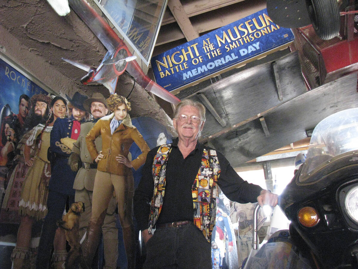 Lonnie Hammargren stands near a new "Night at the Musuem 2" display inside a movie tribute room ...