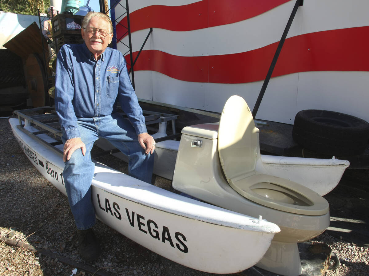 Lonnie Hammargren sits on a small catamaran that is supposed to represent the Hughes Glomar Exp ...