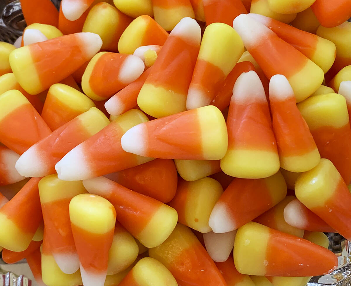 This image shows a pile of candy corn in Westchester County, N.Y. on Oct. 23, 2023. Cruel joke ...