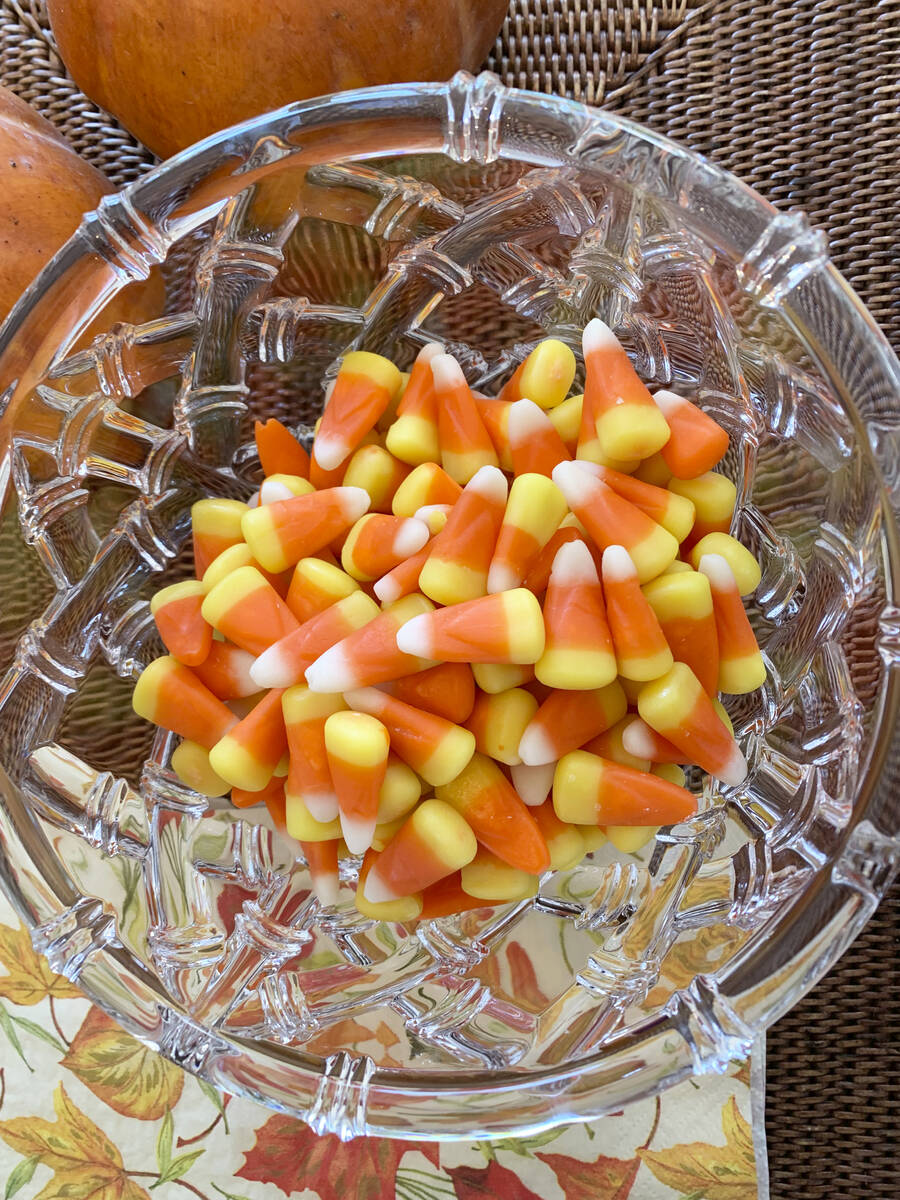 This image shows a bowl of candy corn in Westchester County, N.Y. on Oct. 23, 2023. Cruel joke ...