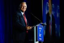 Governor Joe Lombardo speaks during the annual Republican Jewish Coalition leadership meeting a ...