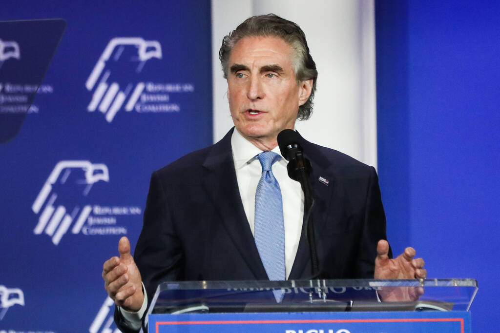 Republican presidential candidate North Dakota Gov. Doug Burgum speaks during the annual Republ ...