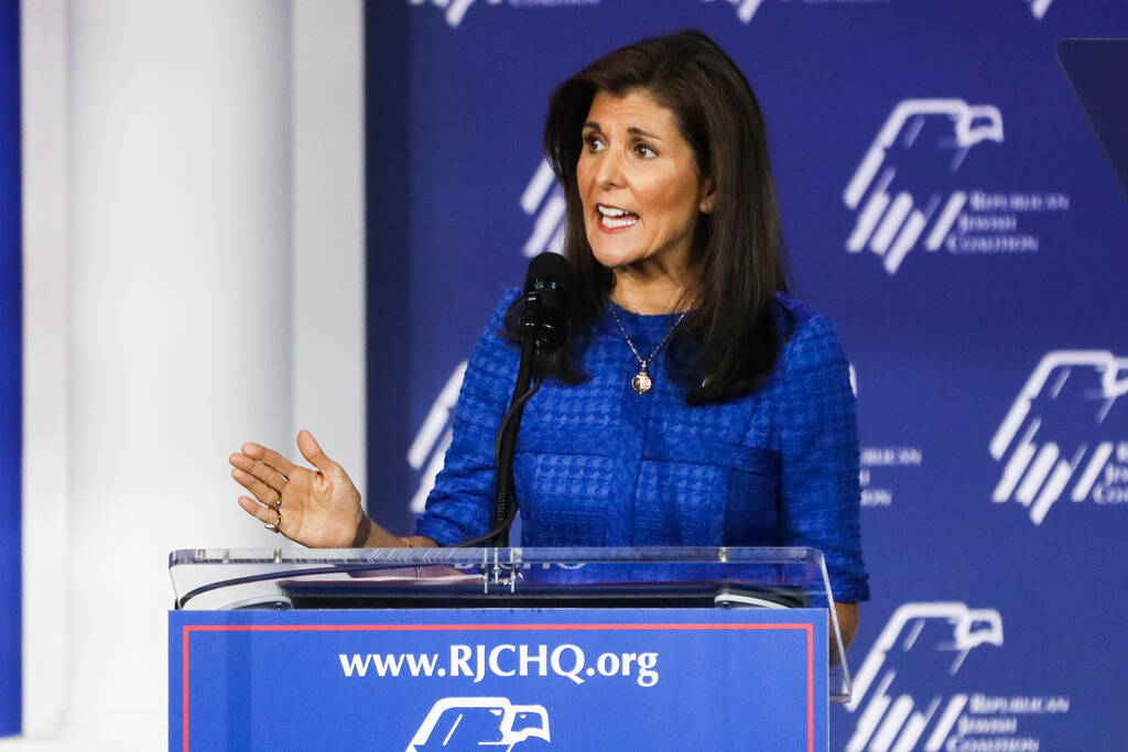 Republican presidential candidate former South Carolina Gov. Nikki Haley speaks at the annual R ...