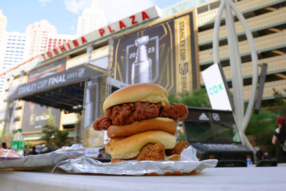 A spicy chicken sandwich from the Fuku concession at T-Mobile Arena on the Las Vegas Strip. (Fuku)