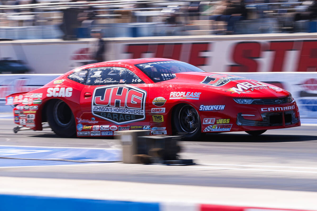 Erica Enders speeds down the runway at the NHRA Nevada Nationals at The Strip at Las Vegas Moto ...