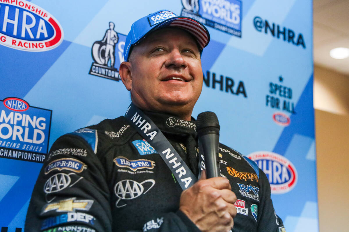 Robert Hight discusses winning the nitro eliminations funny car championship at the NHRA Nevada ...