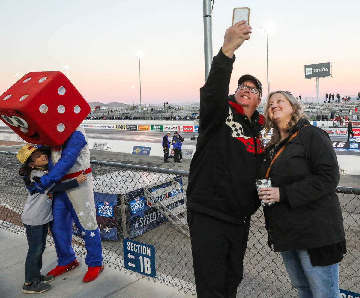 Michael Ash and Holly Ash takes a selfie at the NHRA Nevada Nationals at The Strip at Las Vegas ...