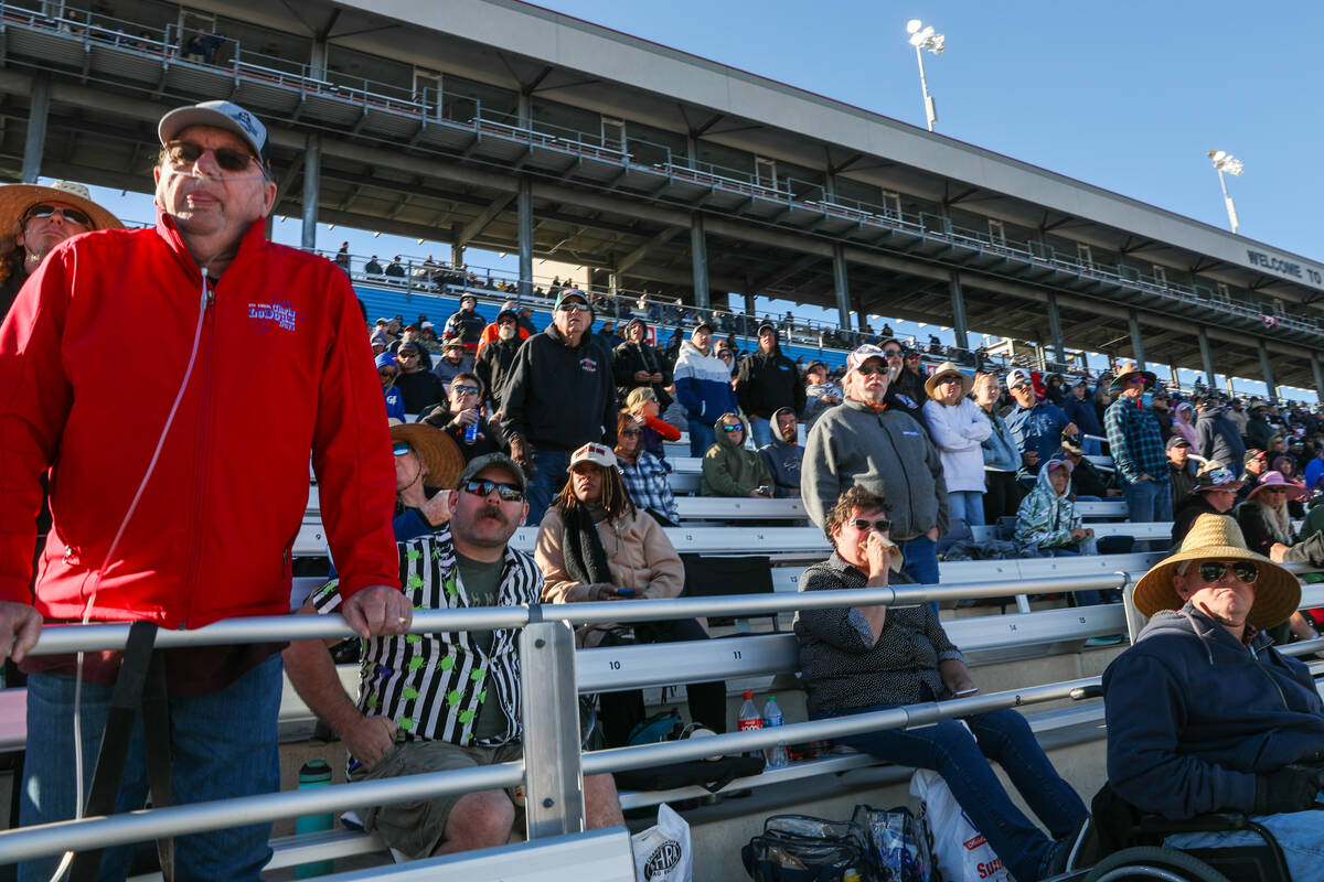 Spectators watch in anticipation during the NHRA Nevada Nationals at The Strip at Las Vegas Mot ...