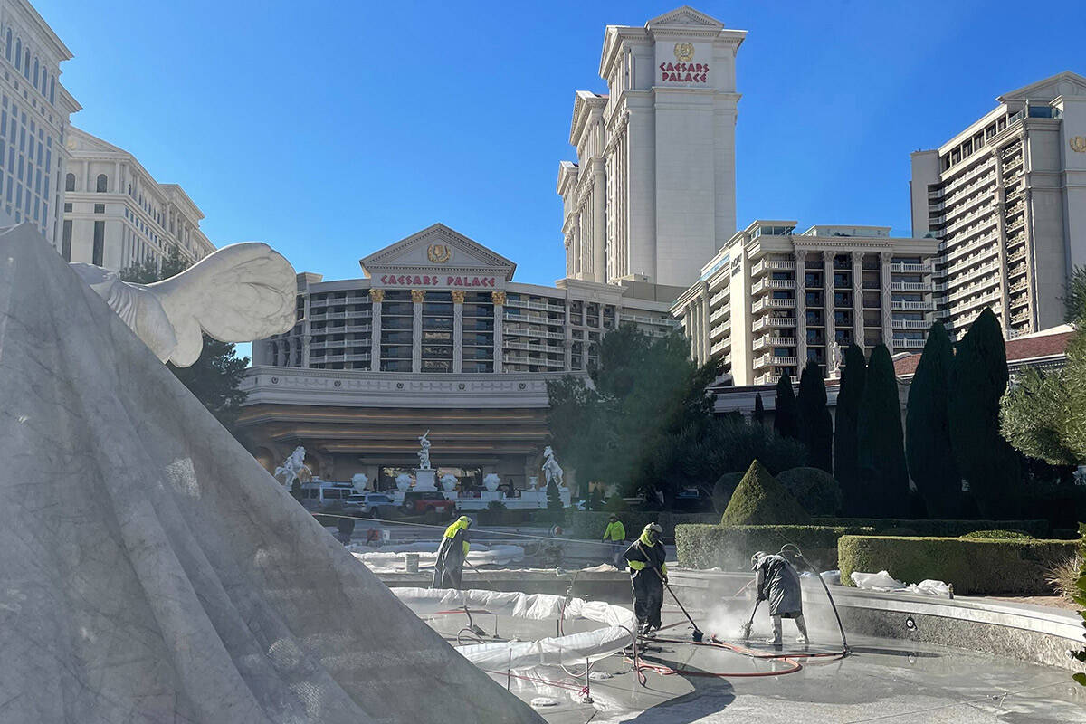 The fountains at Caesars Palace are being cleaned ahead of the F1 race. (McKenna Ross/Las Vegas ...