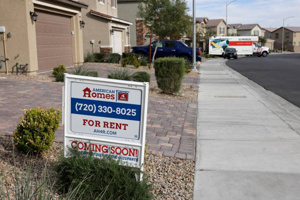 Home are shown at the Kings Crossings neighborhood in North Las Vegas Monday, Nov. 13, 2023. (K ...